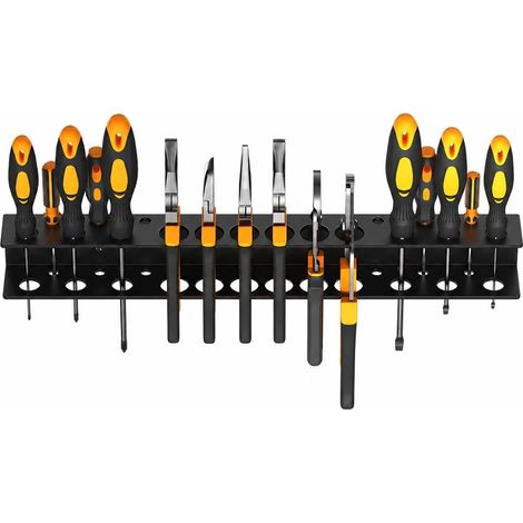 Organisateur d'outils mural, support de rangement trois-en-un pour marteau, tournevis, pinces et acier au carbone (1/5)