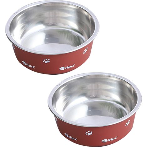 Lot de 2 gamelles pour animaux de compagnie en acier inoxydable, gamelles pour chien à double paroi épaisse, grande gamelle pour animaux de compagnie (1/5)
