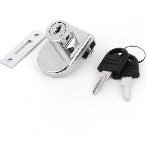 AIDUCHO Serrure De Porte En Verre,2 Pack Serrure En Acier Chromé,Écran En Verre De Verrouillage, Verrou De Remplacement Pour La Porte De Vitrine Et De Cabinet De Verre Avec 2 Cles (1/5)