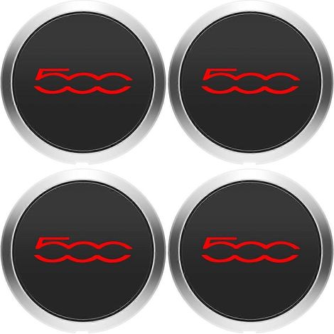 Lot de 4 enjoliveurs de 133 mm pour jantes 500, cache-moyeux centraux, références 68078419AC et 68078421AC, cache-poussière, référence 51884863, rouge. (1/4)