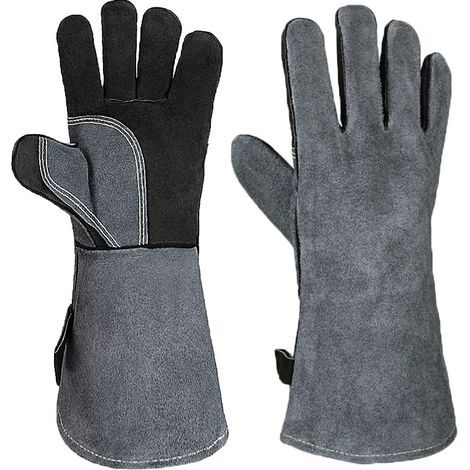 Guanti da barbecue, realizzati in pelle di alta qualità per la protezione dalle ustioni, taglia universale 24/XL (1/5)