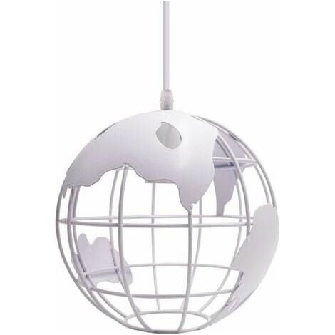 1 suspension industrielle, globe en métal, diamètre 20 cm, finition blanche, pour intérieur (1/4)