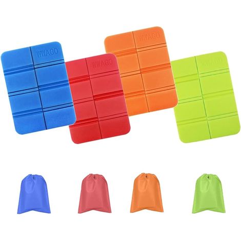 Cojín plegable para asiento, cojín plegable para niños, cojín para jardín, camping, picnic y senderismo – paquete de 2 (azul y rojo) fabricado con material ecológico y reutilizable. (1/5)
