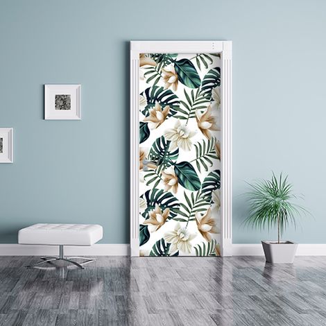 Sticker mural Jungle modèle Lotus vintage – Dimensions 204 cm X 60 cm – Motifs floraux – Décoration intérieure rapide et simple à poser – Plage (1/4)