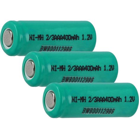 vhbw 3x celdas batería reemplaza 2/3AAA para baterías - 400 mAh, 1,2 V, NiMH