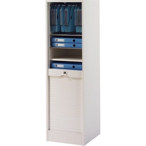 Beaux Meubles Pas Chers – Classeur à rideau 8 tablettes avec kit dossiers suspendus – Dimensions L 41,4 cm x H 140,4 cm x P 44 cm – Fermeture à clé