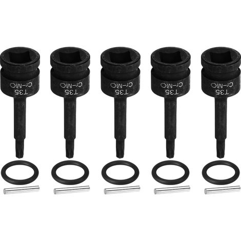 5 Pièces Douille Hexagonale À Choc, Douille Torx T35 À Embase 1/2" À 6 pans Résistant Aux Chocs Acier CR-MO Avec Goupille Joint Torique Pour Perceuses Ateliers Garages Adaptateur (1/5)