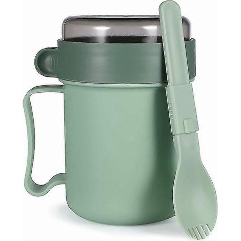 Tazza da zuppa adatta al microonde con coperchio e cucchiaio, contenitore per zuppe da asporto, tazza per cereali con coperchio per zuppe, noodles, cereali caldi e altro, riutilizzabile (1/5)
