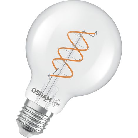 OSRAM Vintage 1906 Globe est une blanc chaud à intensité variaben forme de bouclassique avec un filament en spirale. Eloffre 7,2 W pour 806 lm,E27, verre transparent, diamètre 80 mm. (1/4)