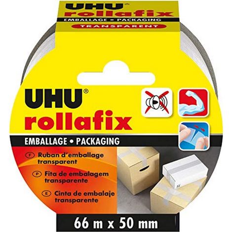 UHU Rollafix - Nastro adesivo trasparente, 66 m x 50 mm