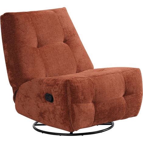 Deco In Paris – Fauteuil relax pivotant en velours chiné terracotta – Dossier inclinable – Assise moelleuse – Design moderne et épuré