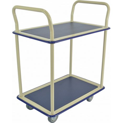 Carro con 2 bandejas de chapa recubiertas de goma antideslizante 740 x 480 mm 200 kg - FIMM - 885007680 (1/2)