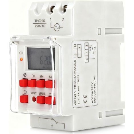 Minuterie numérique programmable à la seconde près, durée de vie de 168 heures, 20 positions marche/arrêt, écran LCD, compatible avec les appareils électroménagers 220-240 V CA. (1/5)