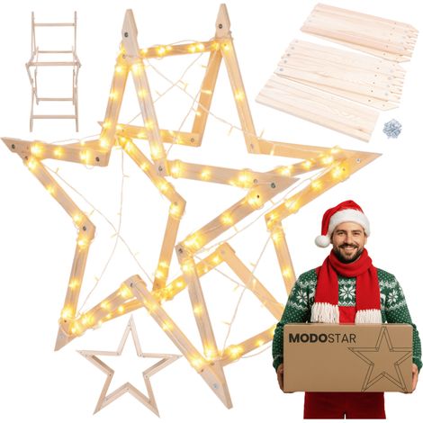 MODO24 MODOSTAR Étoile Noël 3D XXL FSC 114cm Naturel. (1/5)