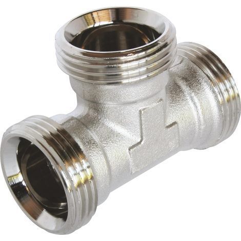1 Té égal à compression, Raccord tube cuivre PER multicouche, Montage facile sans outil, Eau chaude froide (1/3)