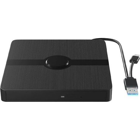 Graveur Blu-ray portable externe - Lecture et écriture CD/DVD - USB 3.0 et Type-C - Compatible ordinateurs portables et de bureau Windows (1/4)