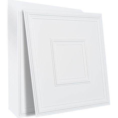 Mophorn Piastrelle per controsoffitti, confezione da 12 pezzi da 24 x 24 pollici, piastrelle per controsoffitti in PVC di alta qualità, facile installazione/taglio, piastrelle per controsoffitti