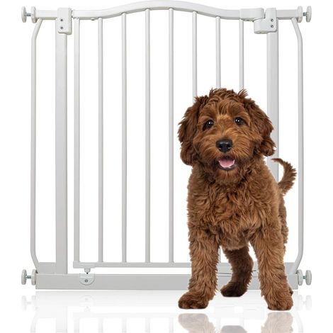 Bettacare Curved Top Dog Gate, 71cm - 80cm, Matt White, Pressure Fit Pet Gate for Dog and Puppy, Pet and Dog Barrier