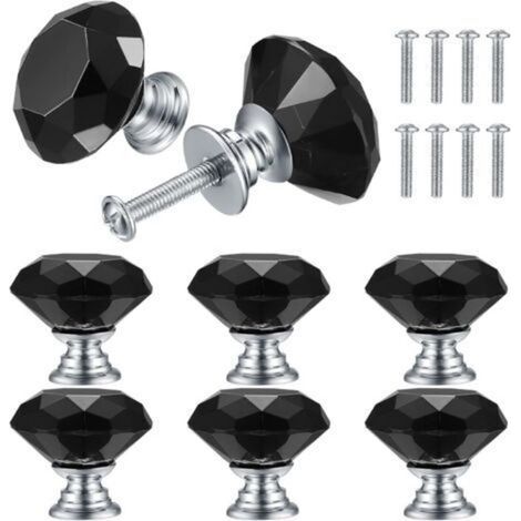 8 Pièces Boutons de Porte en Cristal, Boutons d'Armoire Tiroirs de Cristal, Boutons Poignées de Tiroirs de Commode pour Cuisine, Salle De Bain, Bureau, avec Vis (1/4)
