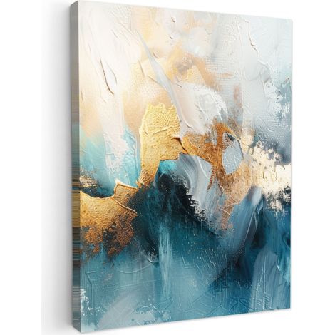 CUADRO EN LIENZO Abstracto - Arte - Oro - Azul Lienzo 30x40 cm