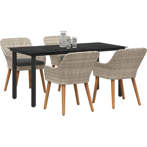 Maison Exclusive - Garten Essgruppe mit Kissen 5 pcs Hellgrau Pol