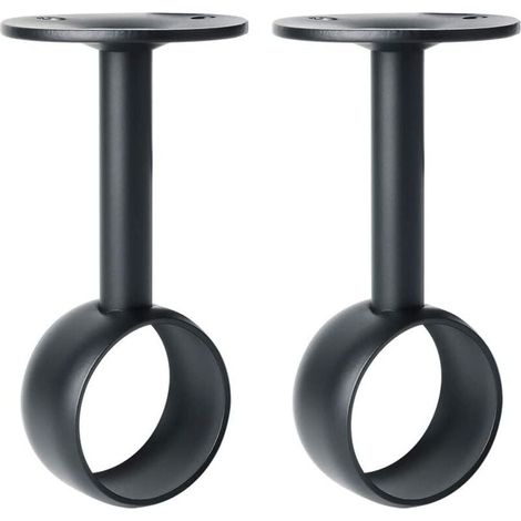 Support de Tringle à Rideaux Support Tringle Penderie avec Vis Support de Plafond, Noir Mat en Acier Inoxydable, Diamètre 32 mm, 2 Pcs (1/4)
