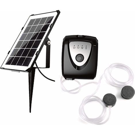 Aeratore solare per laghetto Aoresac da 3,5 W con batteria da 4000 mAh e manuale di istruzioni in tedesco, connessione USB, due tubi da 1 m, adatto per laghetti da giardino e acquari (nero) (1/4)