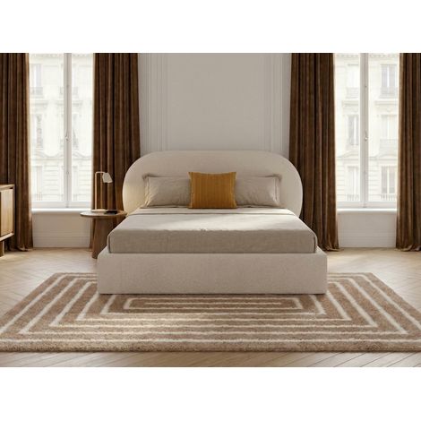 BOBOCHIC - Lit coffre SELIN tissu bouclette 160x200 Beige (1/5)