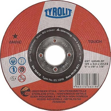 Disco  de  desbaste  BASIC  TOUCH  D125xS3mmGrano  46  acod.TYROLIT (1/4)