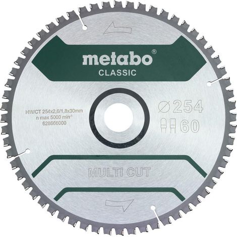 Metabo MULTI CUT CLASSIC 628666000 Lama circolare 254 x 30 x 1.8 mm Numero di denti: 60 1 pz.