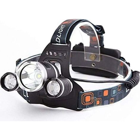 Lampe Frontale LED Puissante Rechargeable Torche Frontale Lampe Phare Orientable 4 Modes LED Frontale avec Câble USB et 2 Piles 18650 pour Peche Vélo Randonnée Course Camping (1/4)