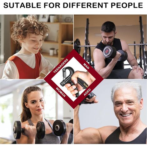 Entraîneur de force de préhension (lot de 2), résistance réglable de 5 à 60 kg