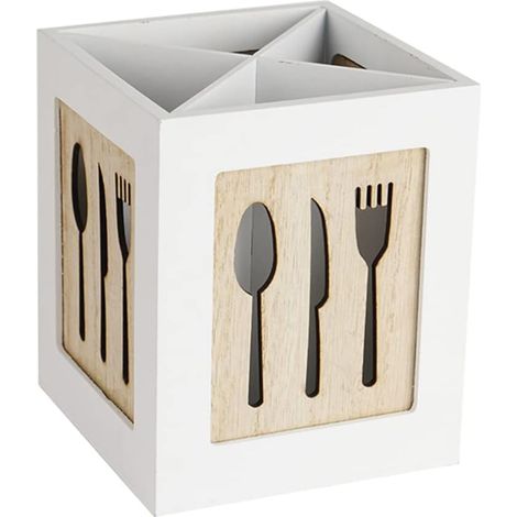 Porte-couverts en bois, porte-ustensiles de cuisine, boîte à couverts, rangement pour couverts (1/5)