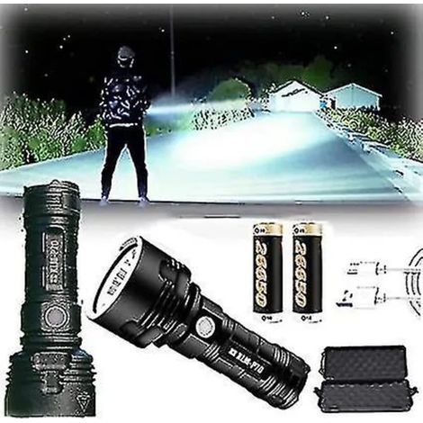 Lampe torche LED étanche haute puissance, 30 000 à 100 000 lumens, ultra-lumineuse, 3 modes, la plus puissante et rechargeable XLM-P70 50 W - AquaForge (1/4)