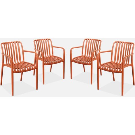 Sillón de jardín con diseño lineal, set de 4 (1/5)