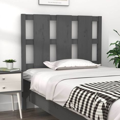 vidaXL Cabecero de cama madera maciza de pino gris 95,5x4x100 cm (1/5)
