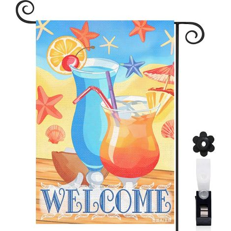Drapeau vertical décoration boissons fraîches pour jardin d'été 30 x 45 cm extérieur (1/5)