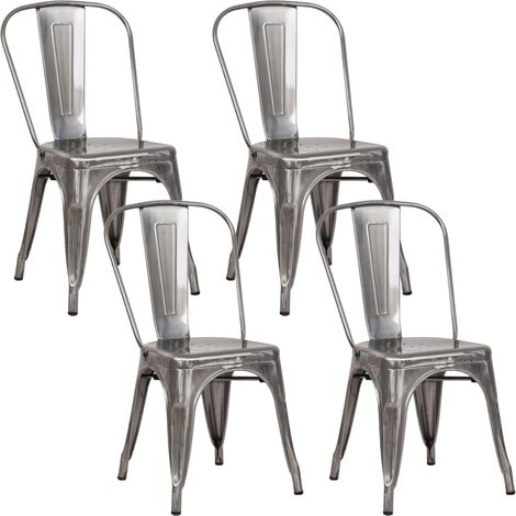 4er-Pack stapelbare Industriestühle aus Stahl, 45 x 45 x 85 cm, Thinia Home