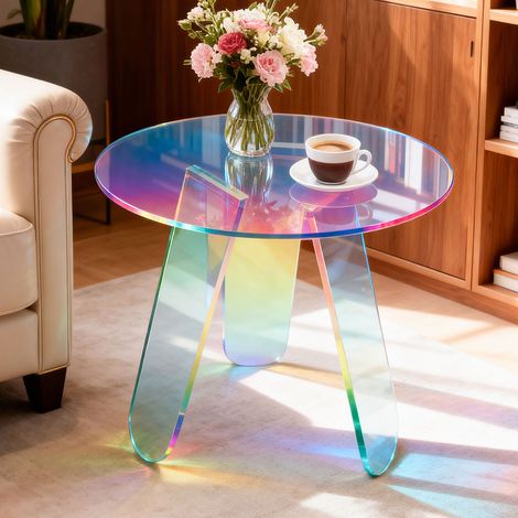 Acrylic Side Table Multipurpose Round End Table Coffee Table Sofa Center Table