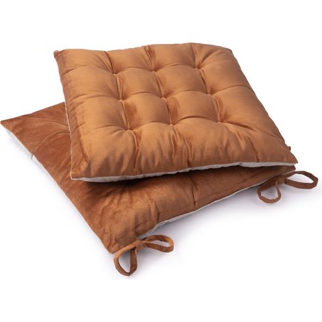 Paco Home Cojín De Asiento Con Cintas Sujeción 40x40 Base Silla Interior Cobre 2, 40x40x5cm
