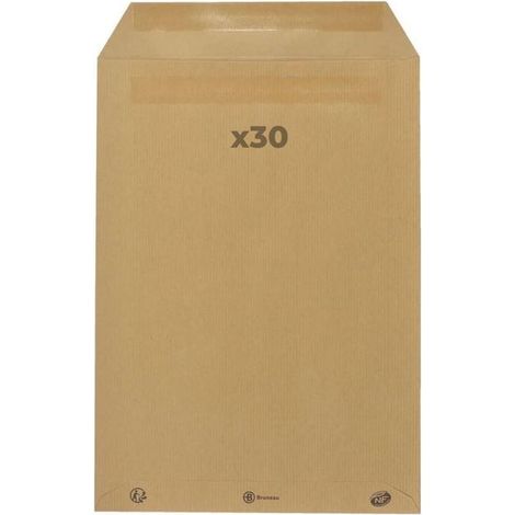 30 enveloppes en papier kraft 90 g - 22,9 x 32,4 cm