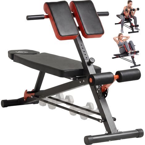 Banc de musculation multifonctionnel, banc de gym complet, dossier inclinable 3 positions, 64 x 146 x 73,5-85 cm, noir (1/5)