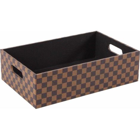 Vassoio in mdf/PU marrone e nero, 36x26x10 cm (kit da 3)