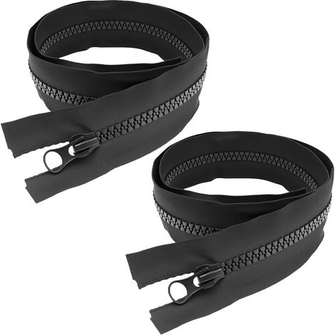 Set of 2 Black 60cm Zippers for Jackets, Separating Zipper, Heavy Duty Number 5 Mesh with Thickened Tape for Sewing and Crafts, Durable Replacement Zipper (1/5)