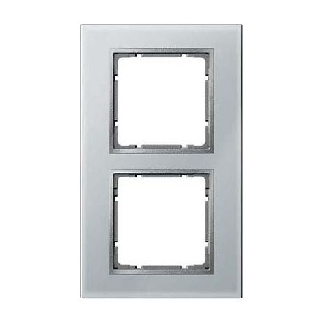 HAGER B7  CADRE 2 POSTES VERRE ALUMINIUM