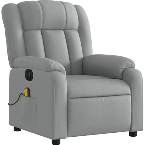 Poltrona relax TV reclinabile elettrica funzione massaggio 6 punti massaggio in tessuto grigio chiaro DEC027160