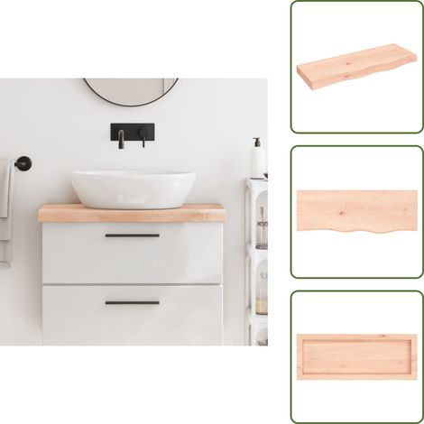 Comptoir de salle de bain 80x30x(2-6) cm bois massif non traité - Comptoir De Salle De Bain - Comptoir En Bois - Plan De Travail Salle De Bain - Meuble Lavabo - Bois Massif (1/5)