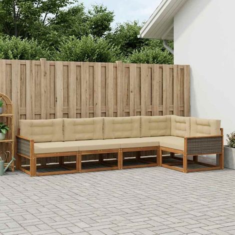 vidaXL Outdoor-Sofagarnitur 5 pcs Natur und Beige (1/5)