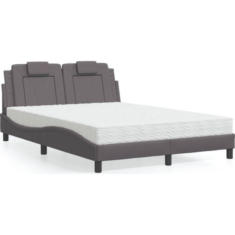 Bett "Viana" mit Matratze Grau 140x200 cm Kunstleder