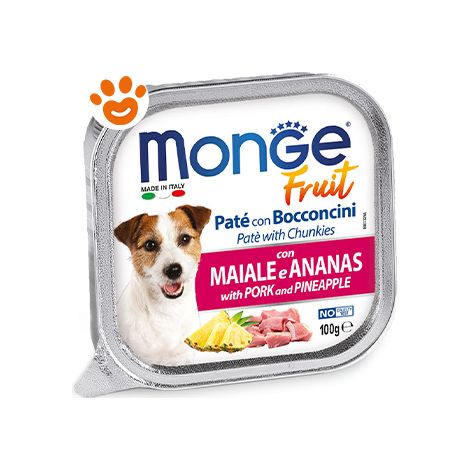 Monge Dog Fruit Adult Maiale e Ananas - Monge Dog Fruit Adult Maiale e Ananas - Vaschetta Da 100 Gr